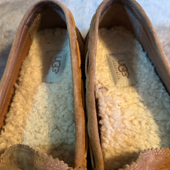 UGG Sz 8 Roni Moccasin Slipper Suede Leather Loafer Shoes Chestnut Brown Women’s - Picture 14 of 16